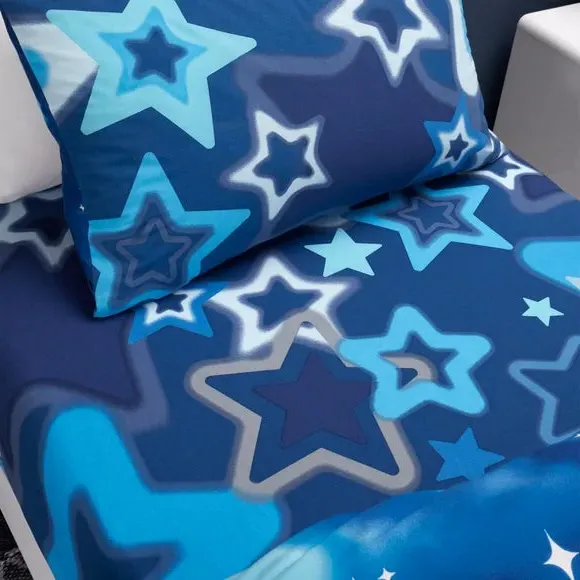 Ombre Stars Fitted Sheet - Blue, Polycotton image