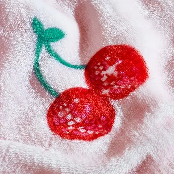 Oversized Throw Blanket with Cherry Design - Pink