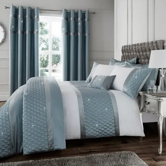 Pair Pillow Shams with Sequins - Blue, Velvet