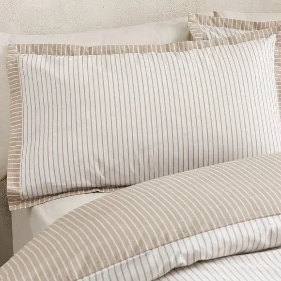 Pinstripe Duvet Cover Set - Natural, Polycotton