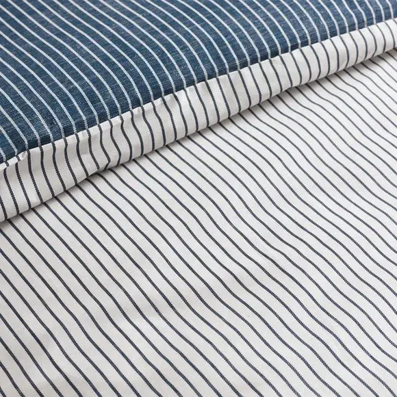 Pinstripe Duvet Cover Set - Navy, Polycotton