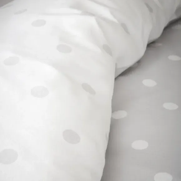 Polka Dot Duvet Cover Set - Grey, Brushed Cotton