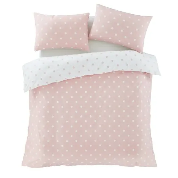 Polka Dot Duvet Cover Set - Pink, Brushed Cotton