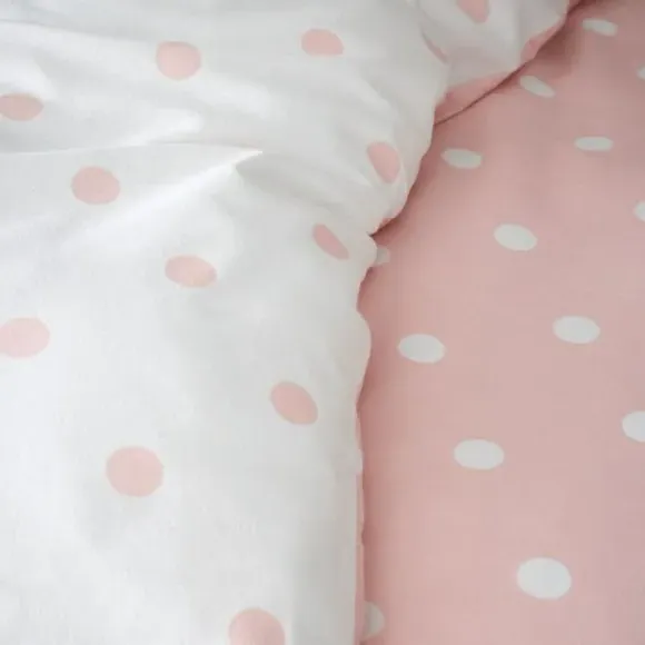 Polka Dot Duvet Cover Set - Pink, Brushed Cotton
