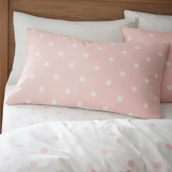 Polka Dot Duvet Cover Set - Pink, Brushed Cotton