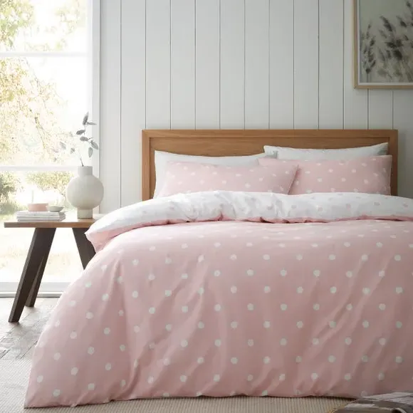 Polka Dot Duvet Cover Set - Pink, Brushed Cotton image
