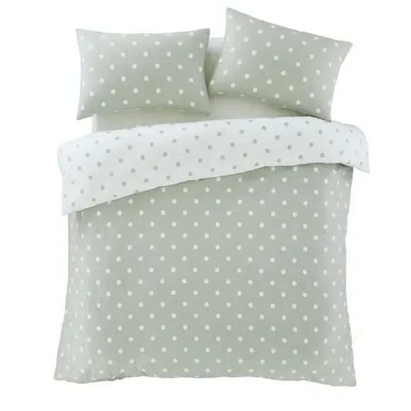 Polka Dot Duvet Cover Set - Sage, Brushed Cotton
