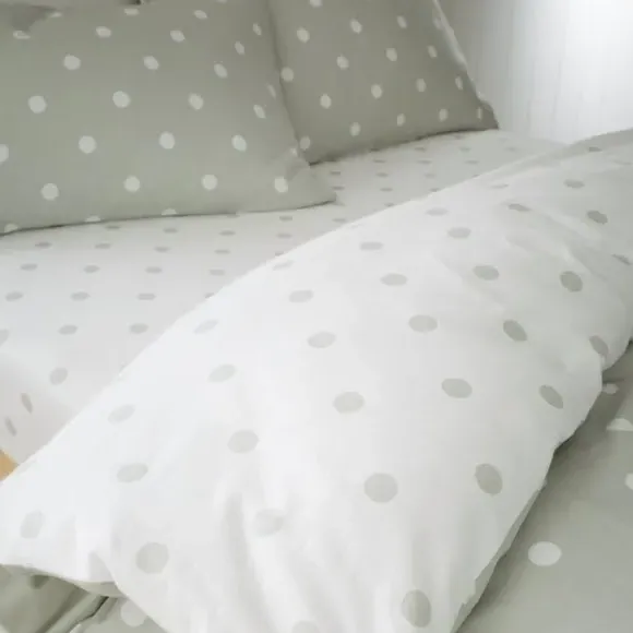Polka Dot Fitted Sheet - Green, Brushed Cotton