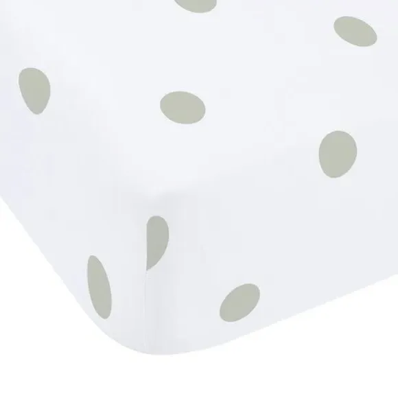 Polka Dot Fitted Sheet - Green, Brushed Cotton