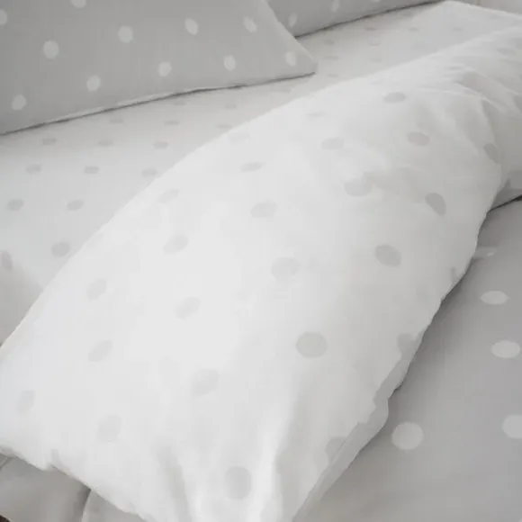 Polka Dot Fitted Sheet - Grey, Brushed Cotton