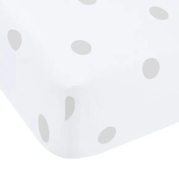 Polka Dot Fitted Sheet - Grey, Brushed Cotton