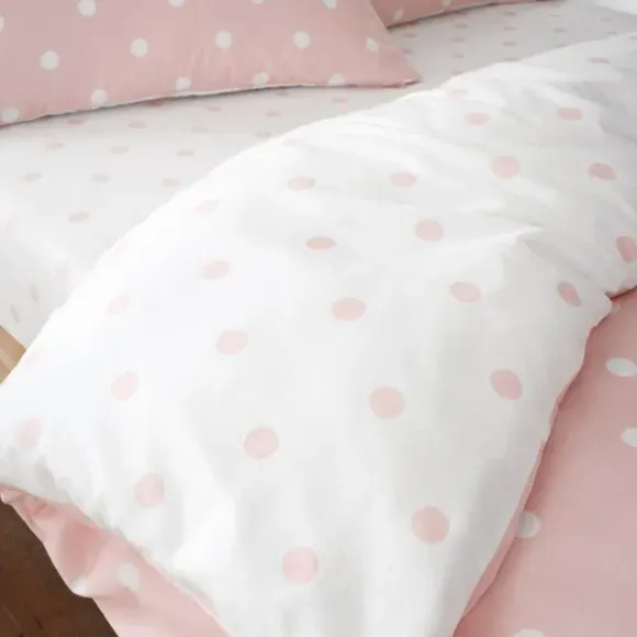 Polka Dot Fitted Sheet - Pink, Brushed Cotton