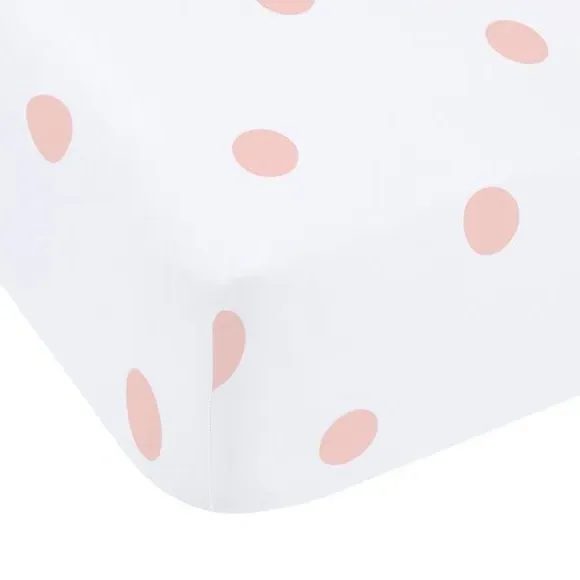 Polka Dot Fitted Sheet - Pink, Brushed Cotton