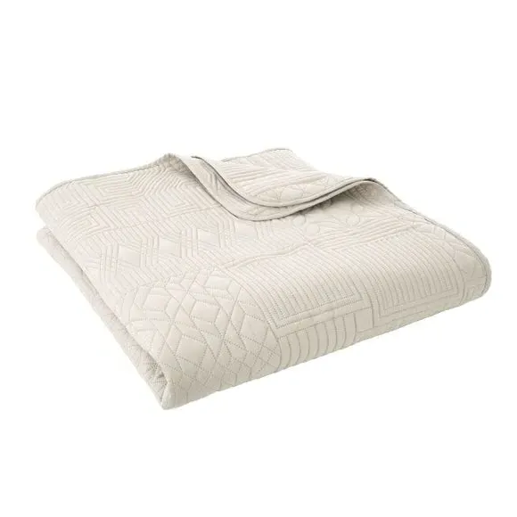 Quilted Bedspread Geometric Pattern - Natural