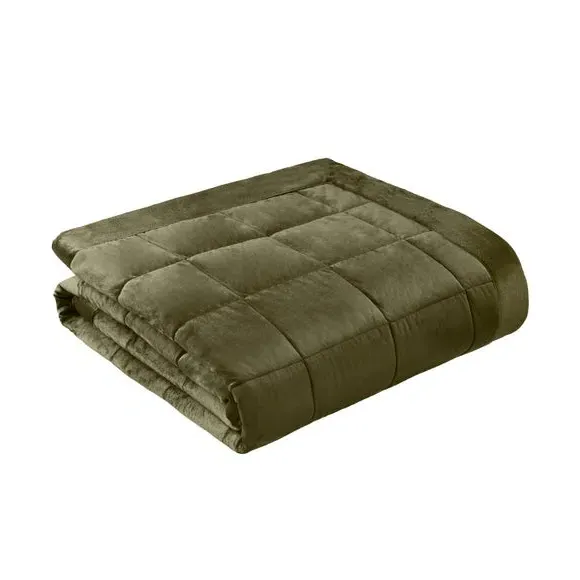 Quilted Bedspread - Green, Matt Velvet