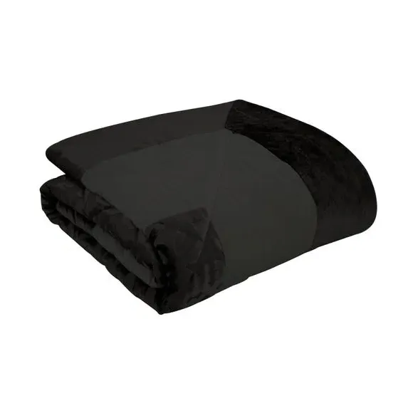 Quilted Bedspread Lattice Cut - Black, Velvet