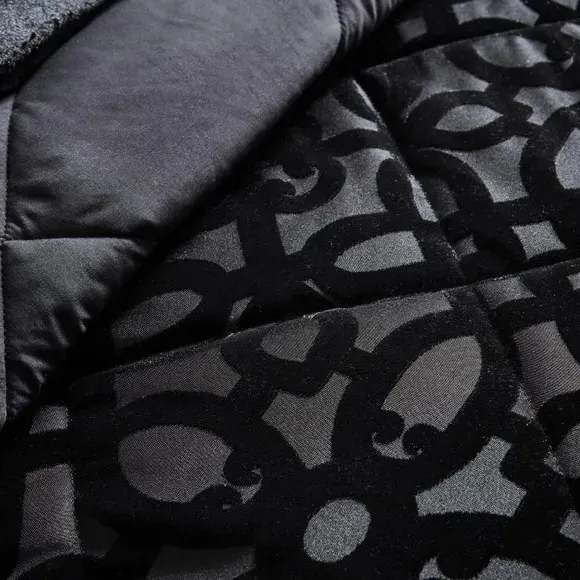 Quilted Bedspread Lattice Cut - Black, Velvet
