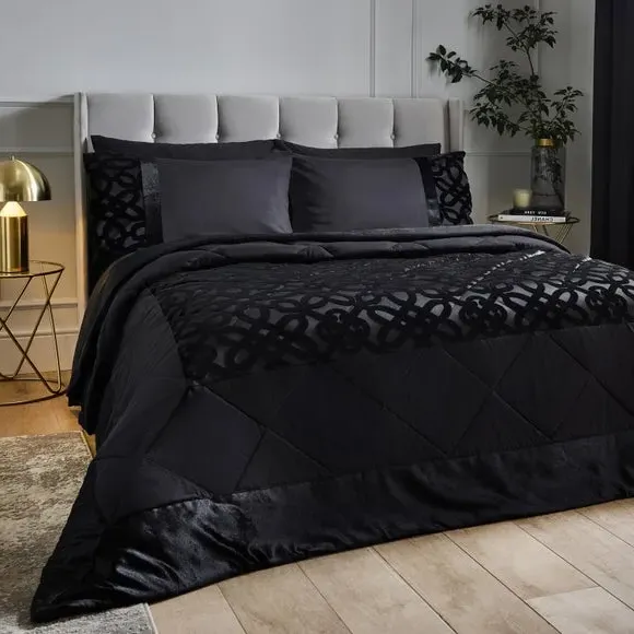 Quilted Bedspread Lattice Cut - Black, Velvet image