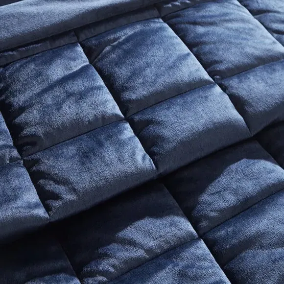 Quilted Bedspread - Navy, Matt Velvet