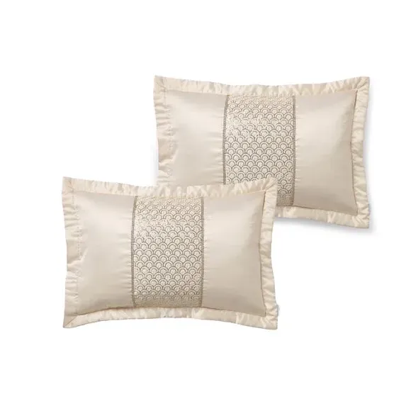 Quilted Pillowsham Pair with Sequins - Champagne