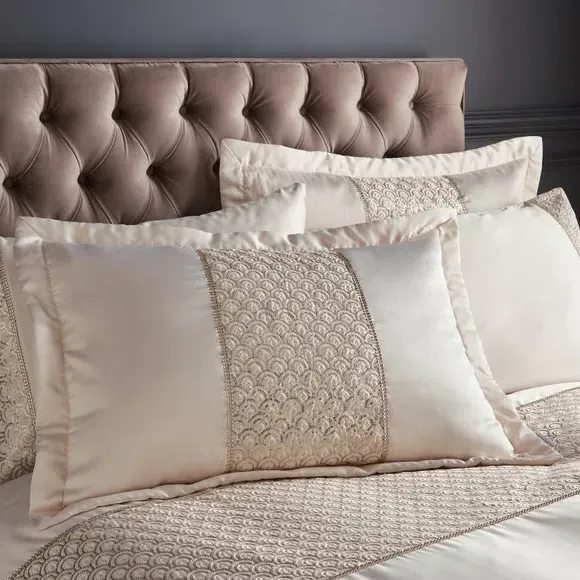 Quilted Pillowsham Pair with Sequins - Champagne image