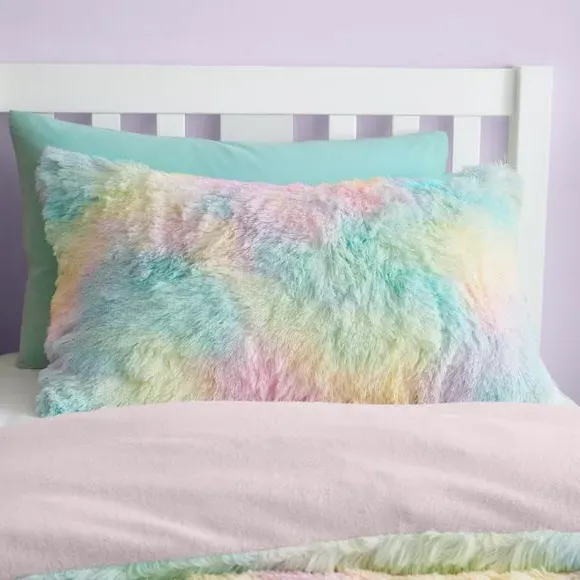 Rainbow Cuddly Duvet Cover Set - Pink, Polycotton