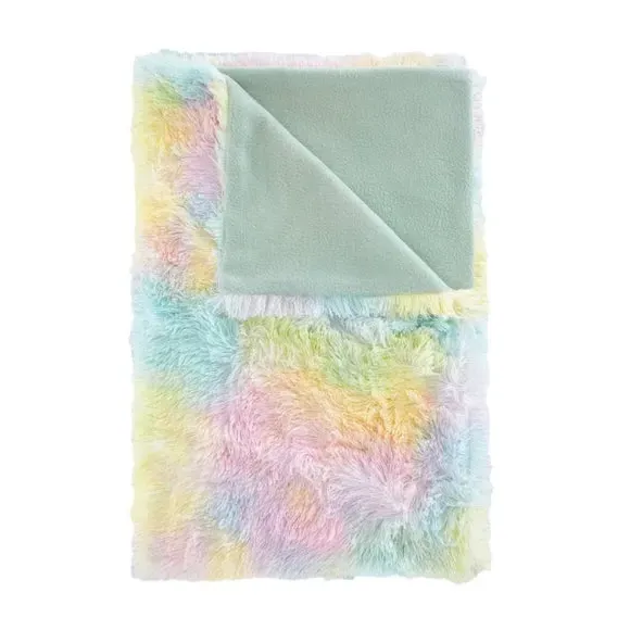 Rainbow Throw Blanket - Pink, Faux Fur
