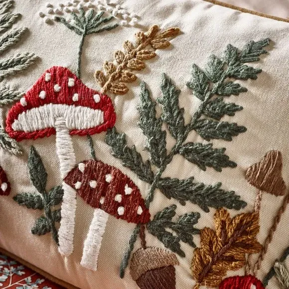 Rectangular Cushion Embroidered - Natural