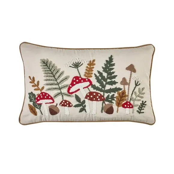 Rectangular Cushion Embroidered - Natural