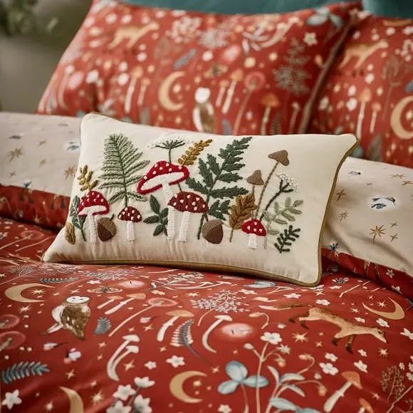 Rectangular Cushion Embroidered - Natural