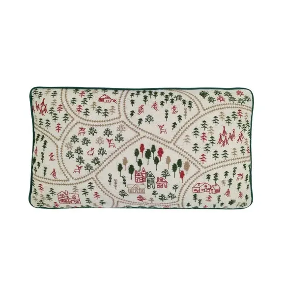Rectangular Cushion Embroidered - Natural