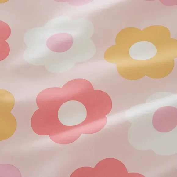 Retro Daisy Fitted Sheet - Pink, Polycotton