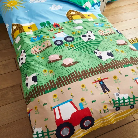 Reversible Duvet Cover Set - Blue, Polycotton