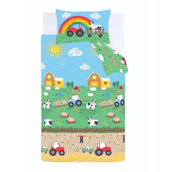 Reversible Duvet Cover Set - Blue, Polycotton