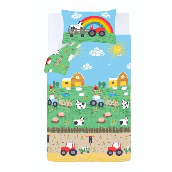 Reversible Duvet Cover Set - Blue, Polycotton