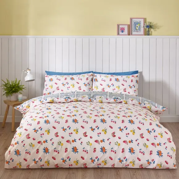 Reversible Duvet Cover Set - Blue, Polycotton