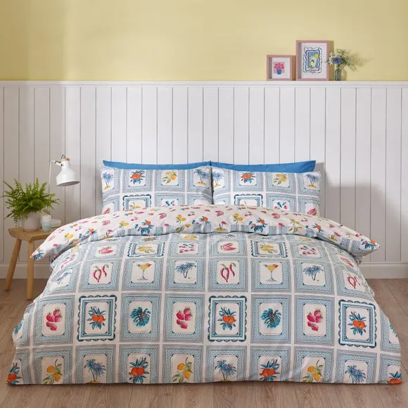 Reversible Duvet Cover Set - Blue, Polycotton image