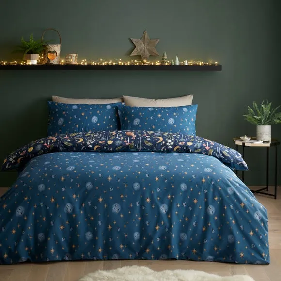 Reversible Duvet Cover Set - Blue, Polycotton
