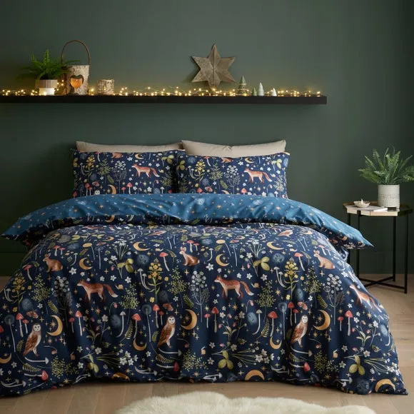 Reversible Duvet Cover Set - Blue, Polycotton image