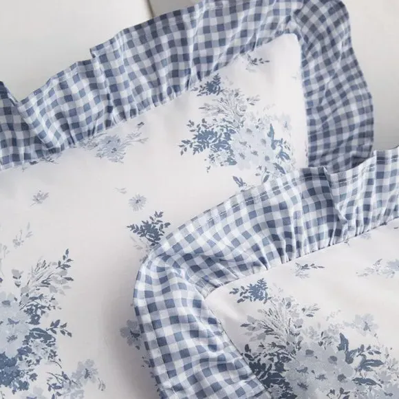 Reversible Duvet Cover Set - Blue, Polycotton