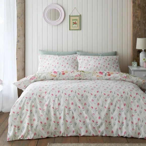 Reversible Duvet Cover Set - Cream, Polyblend