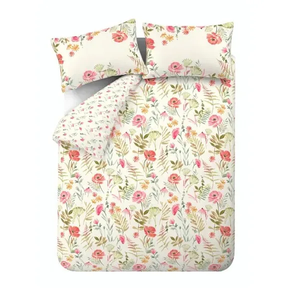 Reversible Duvet Cover Set - Cream, Polyblend
