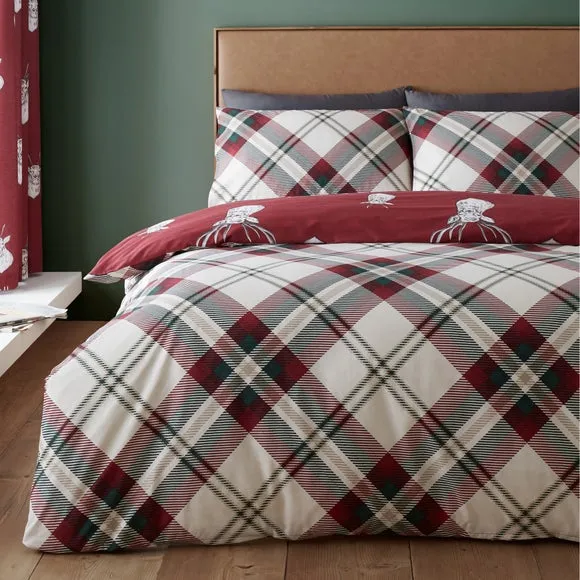 Reversible Duvet Cover Set - Dark Red, Stag Print