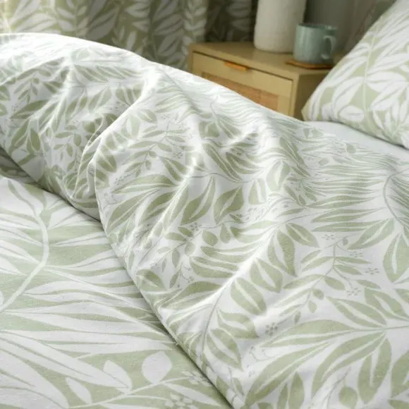Reversible Duvet Cover Set - Green, Cotton Blend