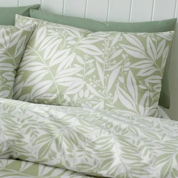 Reversible Duvet Cover Set - Green, Cotton Blend