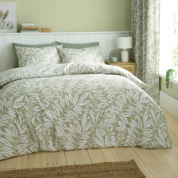 Reversible Duvet Cover Set - Green, Cotton Blend