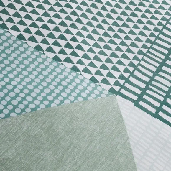 Reversible Duvet Cover Set - Green, Polycotton