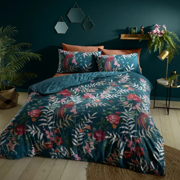 Reversible Duvet Cover Set - Green, Polycotton image
