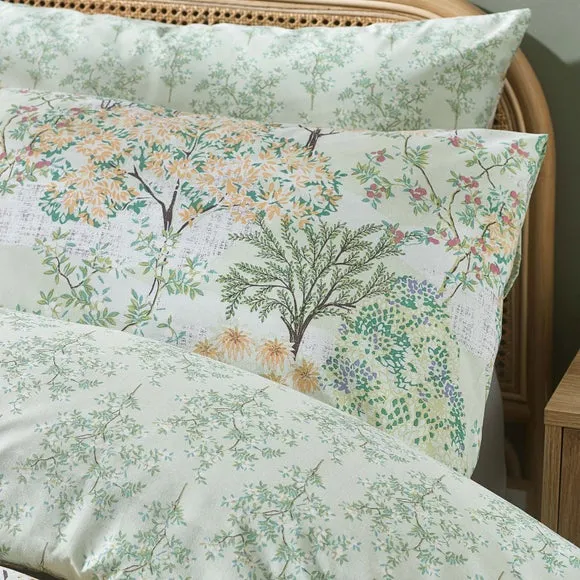 Reversible Duvet Cover Set - Green, Polycotton
