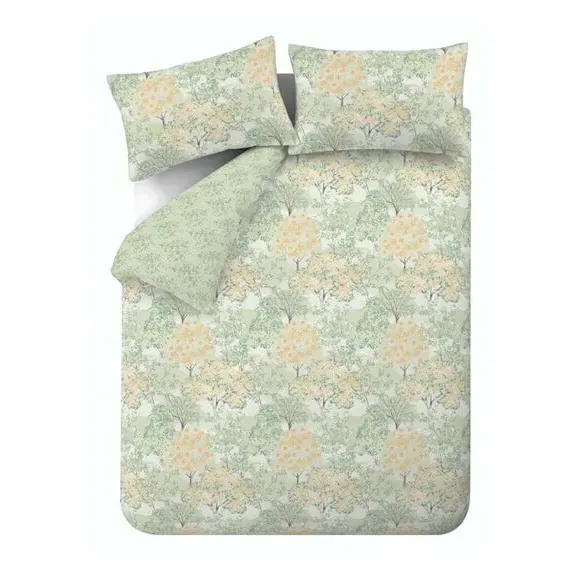 Reversible Duvet Cover Set - Green, Polycotton